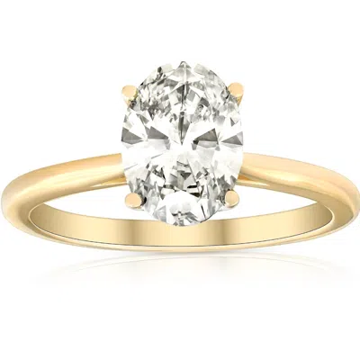 Pompeii3 Vs 1 3/4ct Solitaire Oval Diamond 14k Yellow Gold Engagement Ring Lab Grown In Silver