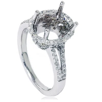 Pompeii3 Vs 1/2ct Pave Halo Oval Engagement Split Shank Ring Setting 14k White Gold In Multi