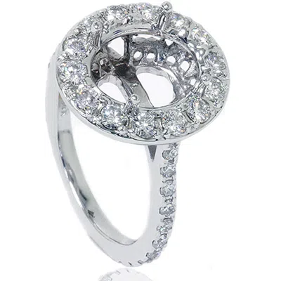 Pompeii3 Vs 1ct Pave Halo Oval Engagement Ring Setting 14k White Gold In Multi