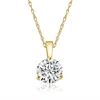 Pompeii3 Vs 1ct Round Moissanite 3-prong Martini Solitaire Pendant 14k Yellow Gold In Multi