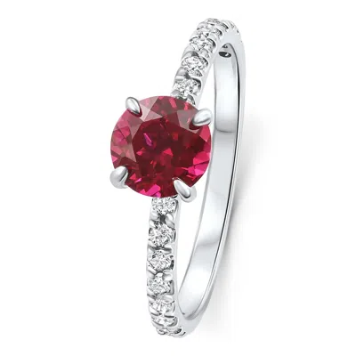 Pompeii3 Vs 1ct Round Ruby Diamond Ring 10k Gold Lab Grown In Metallic