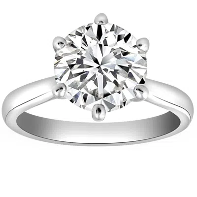 Pompeii3 Vs 2 1/2ct Lab Grown Diamond 6-prong Solitaire Engagement Ring 14k White Gold In Silver