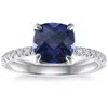 Pompeii3 Vs 2 1/3ct Tw Cushion Blue Sapphire & Diamond Ring In 14k White Gold In White