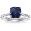 Pompeii3 Vs 2 1/3ct Tw Cushion Blue Sapphire & Diamond Ring In 14k White Gold In Blue