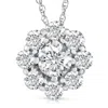 Pompeii3 Vs 3 Ct Diamond & Moissanite Halo Pendant 14k White Gold 18" Lab Grown Necklace In Multi