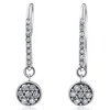 Pompeii3 Vs 3/8ct Diamond Hoops Pave Dangle Earrings 18k White Gold 1" Tall In Silver