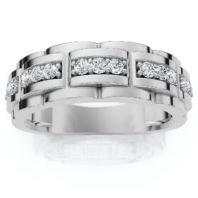 Pompeii3 Vs .54ct Mens Natural Diamond Wedding Ring 14k White Gold Anniversary Band Size: 10 In Metallic