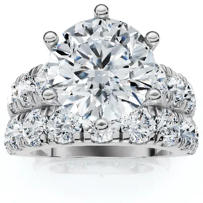 Pompeii3 Vs 6 Ct Diamond Engagement Wedding Ring Set In 10k Yellow Gold Lab Grown In Silver