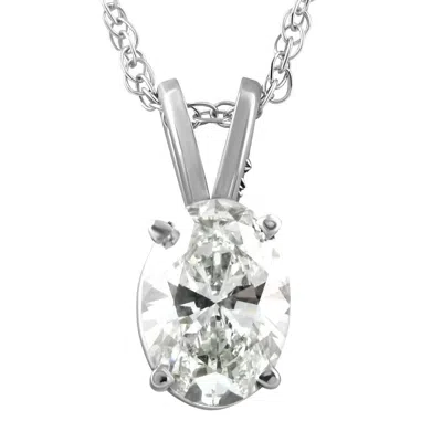 Pompeii3 Vvs 1ct Certified Lab Grown Oval Diamond Solitaire Pendant 14k White Gold Necklace In Multi
