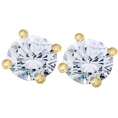 Pompeii3 Vvs 2 Ct 14k Yellow Gold Moissanite Screw Back Studs 6mm In Silver