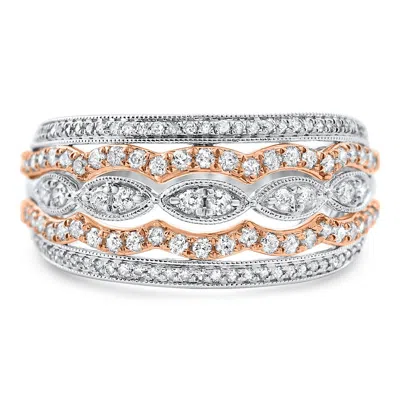 Pompeii3 White & Rose Gold Filigree Diamond Wedding Ring Size 7 Size: 7 In Metallic