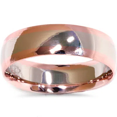 Pompeii3 White & Rose Gold Plain High Polished Wedding Band 14k In Brown