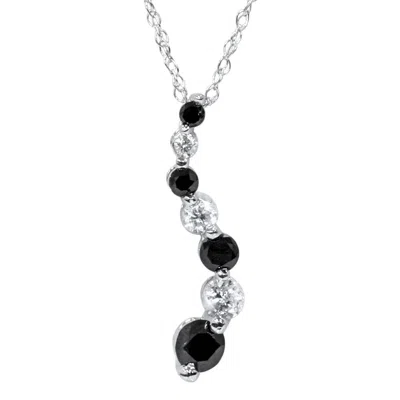 Pompeii3 White Gold 1/2ct Black & White Diamond Journey Pendant In Multi