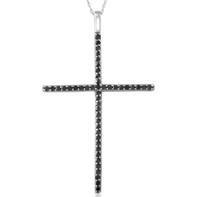 Pompeii3 White Gold 1/2ct Black Diamond Cross Pendant Necklace In Multi