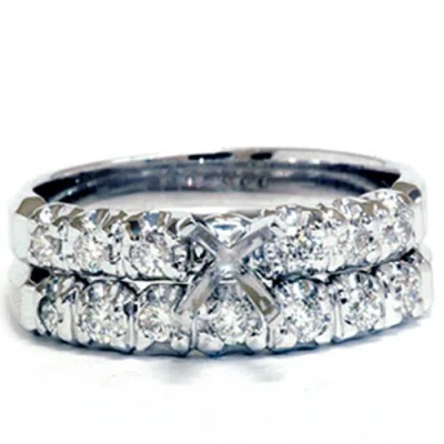 Pompeii3 White Gold 1/2ct Diamond Semi Mount Engagement Wedding Ring In Silver