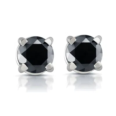 Pompeii3 White Gold 1/2ct Round Cut Black Diamond Studs 14k In Multi