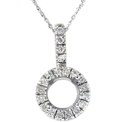 Pompeii3 White Gold 1/4ct Pave Have Solitaire Diamond Semi Mount Pendant In Multi
