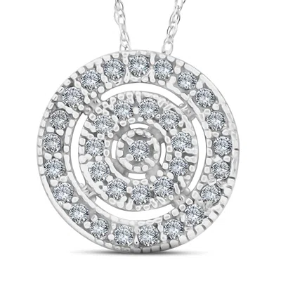 Pompeii3 White Gold 3/8ct Filigree Pave Circle Antique Pendant In Multi
