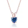 Pompeii3 Women's 1/2ct Blue Heart Shape Sapphire Pendent Rose Gold 18" Chain Necklace In Multi