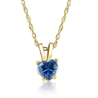 Pompeii3 Women's 1/2ct Blue Heart Shape Sapphire Pendent Yellow Gold 18" Chain Necklace In Multi