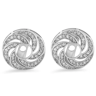 Pompeii3 Women's 1/2ct Diamond Earring Halo Jackets Solid 14k White Gold (up To 4mm) In Multi