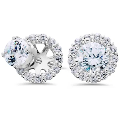 Pompeii3 Women's 3/4ct Diamond Studs & Earring Halo Jackets Solid 14k White Gold In Multi