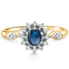 Pompeii3 Women's Sapphire And Diamond Floral Designed Ring In Solid Gold