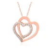 Pompeii3 Womens 1/4ct Diamond Heart Shape Pendant 10k Rose Gold 3/4" Tall In Multi