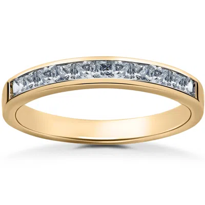 Pompeii3 Yellow Gold 1/2ct Princess Cut Diamond Wedding Ring In Multi