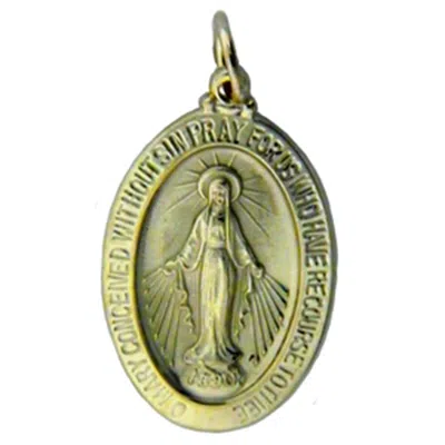 Pompeii3 Yellow Gold 14k Miraculous Mary Religious Pendant In Multi