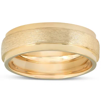 Pompeii3 Yellow Gold Brushed Heavy Weight 7.5mm Wedding Band Size Selectable In Multi