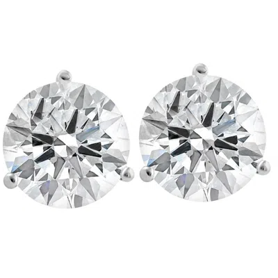 Pompeii3 3.20 Ct Tw 14k White Gold Lab Grown Round-cut Diamond Martini Studs In Silver