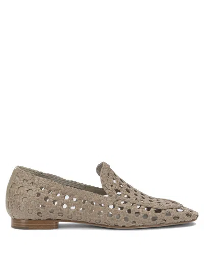 Pons Quintana Beige Leather Loafers In Gray