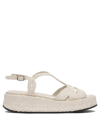 Pons Quintana Beige Leather Rubber Sandals In Animal Print