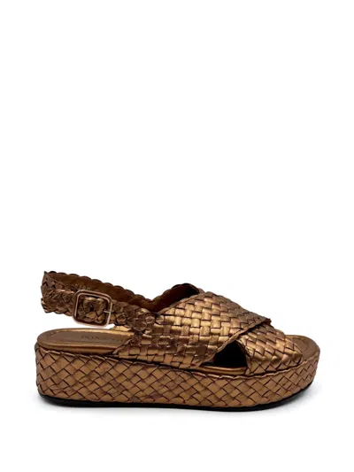 Pons Quintana Forli Woven Crossover Sandals In Gold