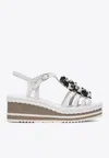 Pons Quintana Braided Strap Sandals With Platform Sole In White