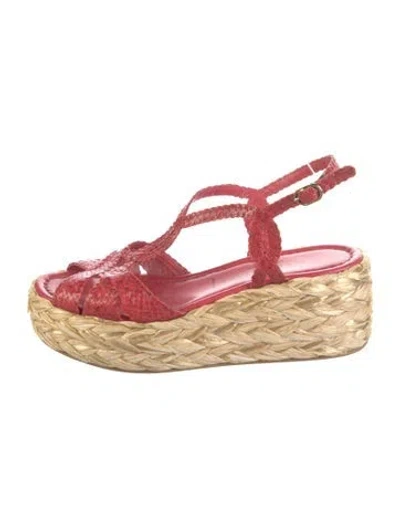 Pre-owned Pons Quintana Leather Sandals In Red