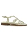 Pons Quintana Braided Leather Sandals With Adjustable Ankle Strap In Neutral
