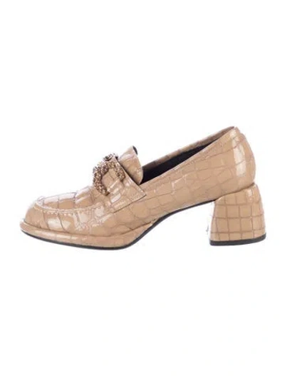 Pre-owned Pons Quintana Patent Leather Crystal Embellishments Pumps In Neutral