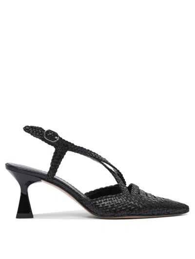 Pons Quintana Pointed Toe Heeled Shoes With Woven Upper In Black