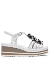 Pons Quintana Braided Strap Sandals With Platform Sole In White