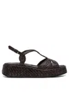 Pons Quintana Woven Sandals With Adjustable Strap And Platform Sole In Black