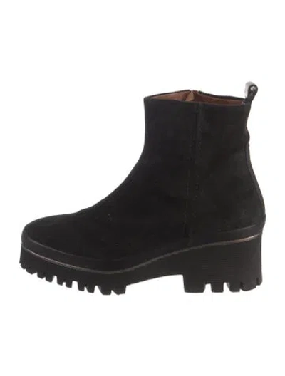 Pre-owned Pons Quintana Suede Moto Boots In Black