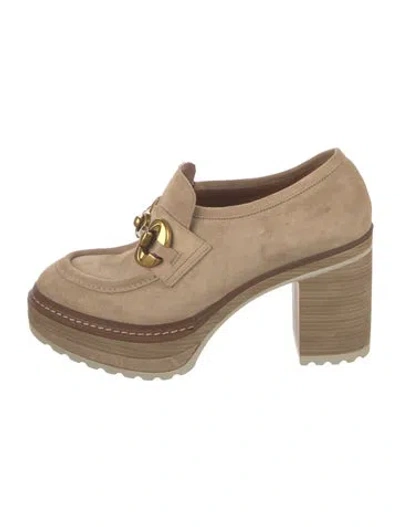 Pre-owned Pons Quintana Suede Pumps In Neutrals