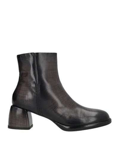 Pons Quintana Woman Ankle Boots Charcoal Size 8 Leather In Brown