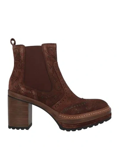 Pons Quintana Woman Ankle Boots Chocolate Brown Size 9 Leather