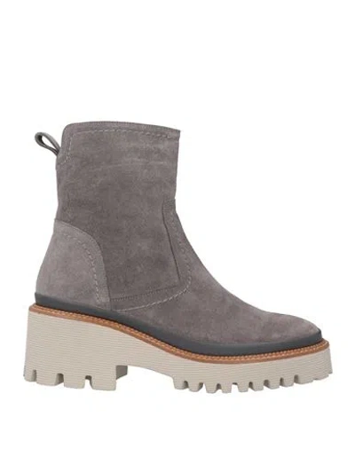 Pons Quintana Woman Ankle Boots Grey Size 7 Leather In Gray