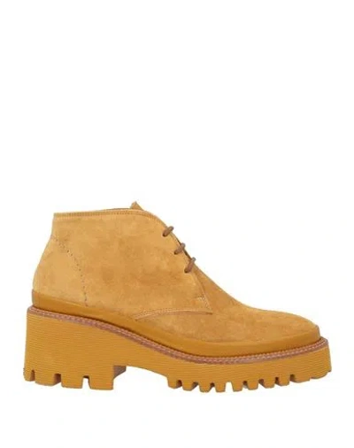 Pons Quintana Woman Ankle Boots Ocher Size 8 Leather In Yellow