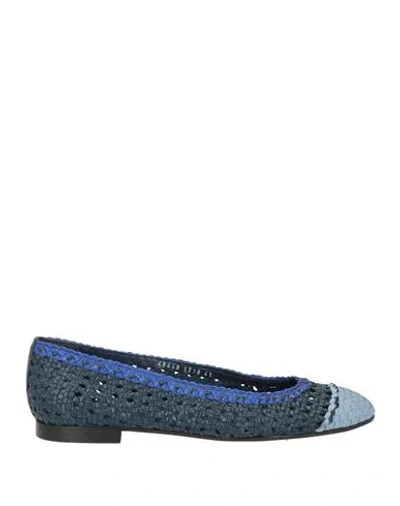 Pons Quintana Woman Ballet Flats Midnight Blue Size 11 Leather