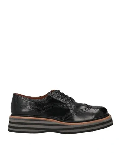 Pons Quintana Woman Lace-up Shoes Black Size 8 Leather